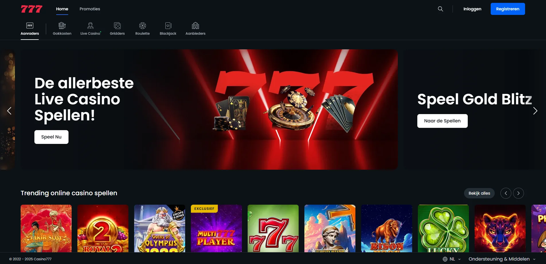 777 Casino interface